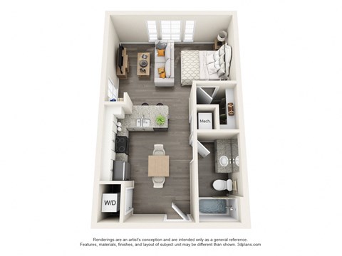 E1- NICO Floor Plan at The Factory at Garco Park, North Charleston, South Carolina